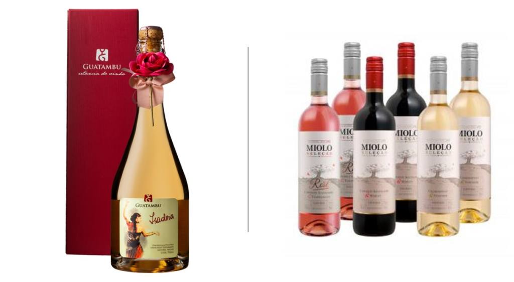 Esquerda: Espumante Guatambu Isadora Rosé Nature | Direita: Kit Seleção Miolo